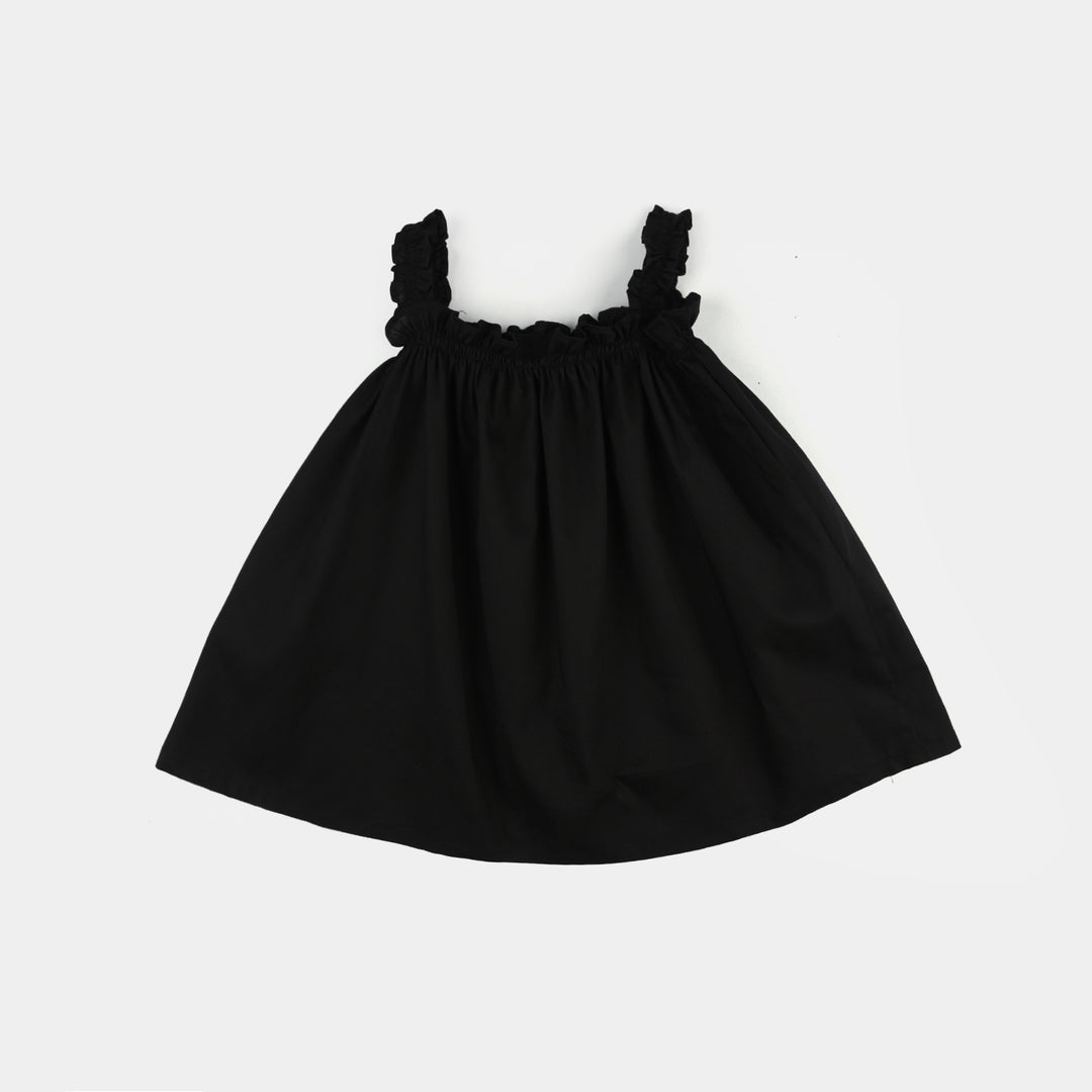 Infant Girls Cotton Embroidered 2-Piece Set (Juuhar) - Black