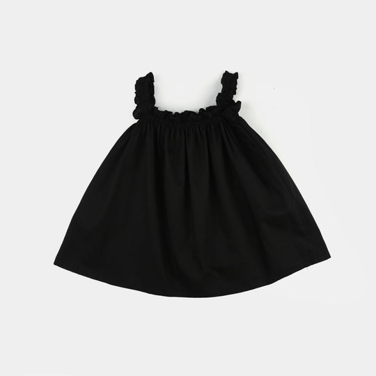 Infant Girls Cotton Embroidered 2-Piece Set (Juuhar) - Black