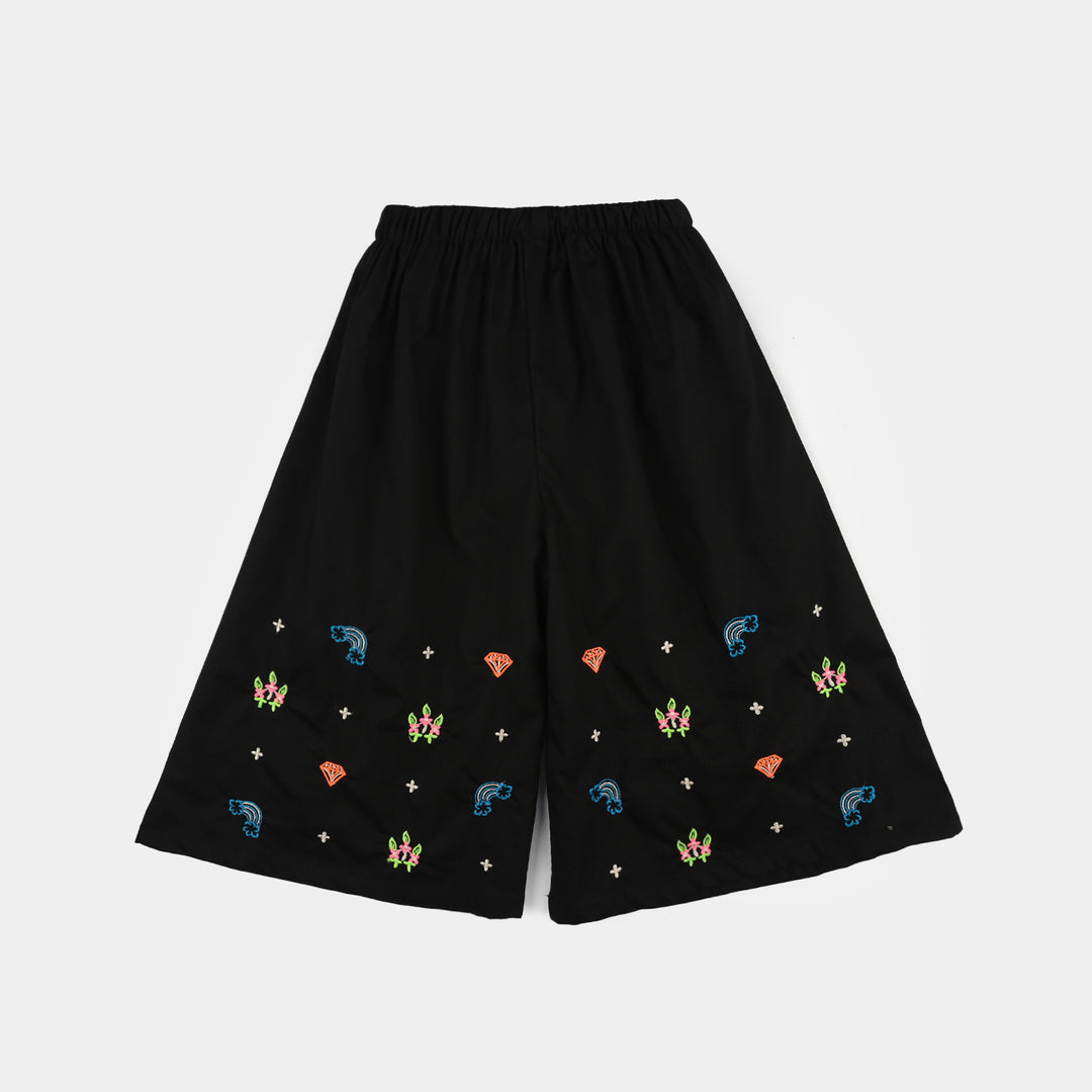 Infant Girls Cotton Embroidered 2-Piece Set (Juuhar) - Black