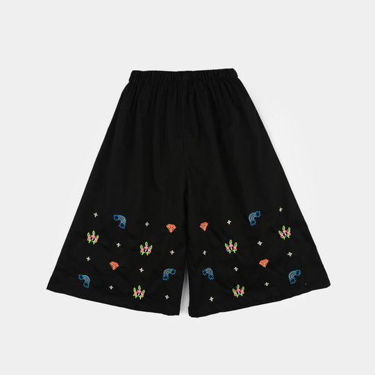 Infant Girls Cotton Embroidered 2-Piece Set (Juuhar) - Black