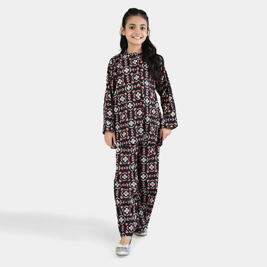 Girls Poly Net Co-Ord Set - Black