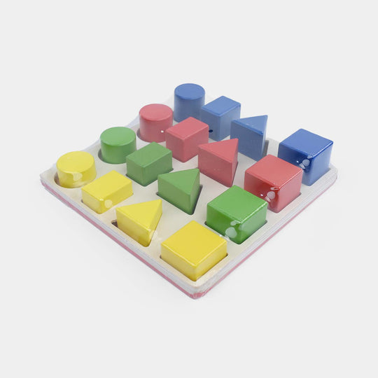 Wooden Geometric Shape Sorting Grid Puzzle