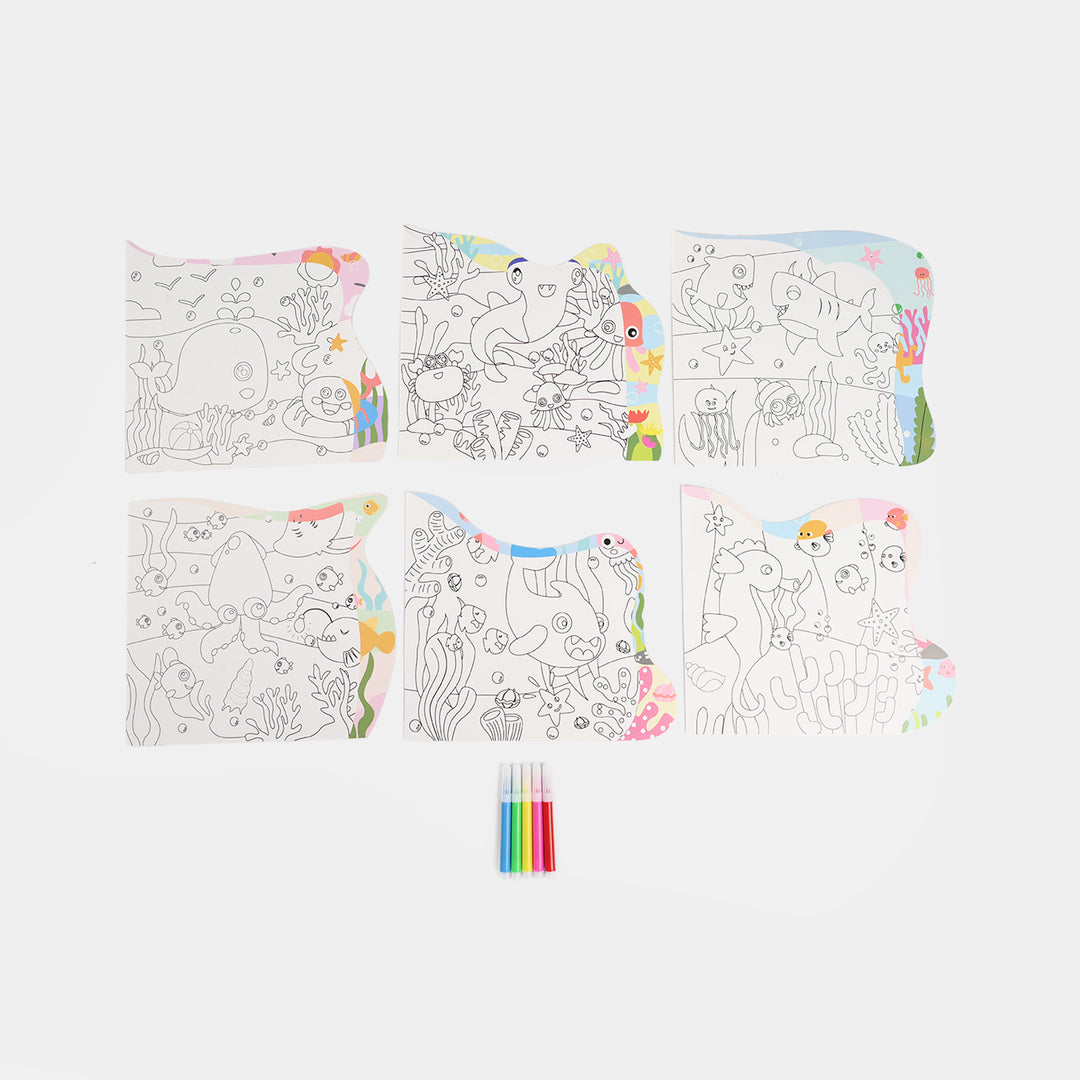 Underwater Sea Animals Coloring Cards