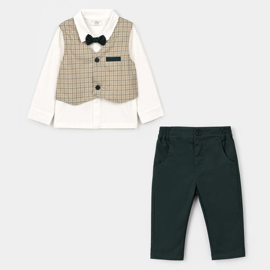 Infant Boys Cotton Interlock 3 - PC 320 - 028- White.Green
