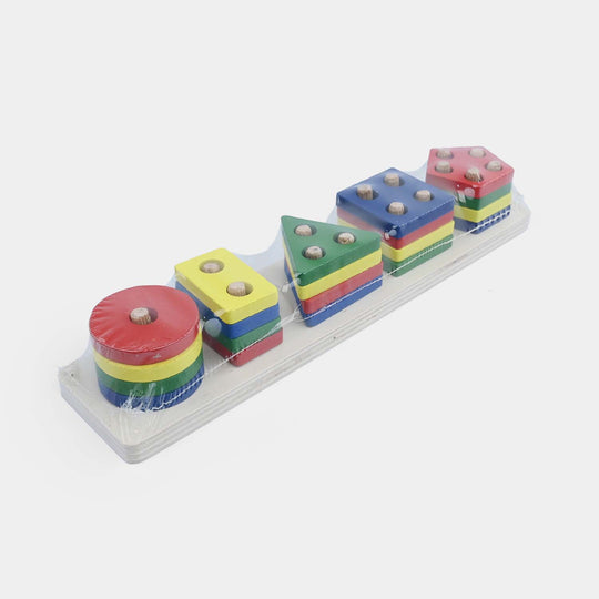 Wooden Rainbow Tower 5 Colum Educational Toy