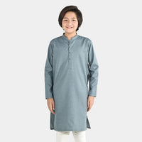 Boys Poly Viscos Basic Kurta (Burn Out Grey)-GREY