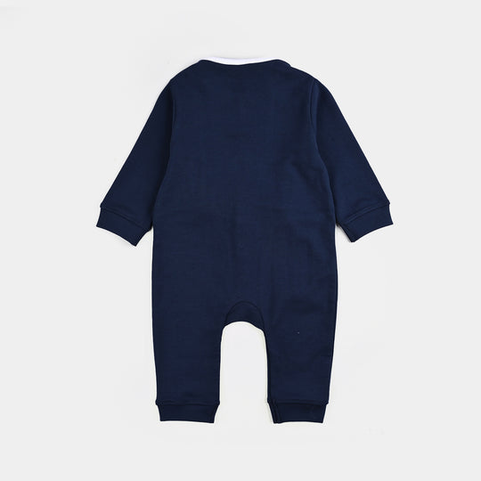 Infant Boys Cotton Interlock Romper NAVY FASHION SUSPENDER-NAVY