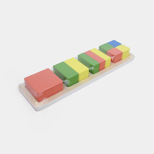 Wooden Fractional Square Sorting & Stacking Puzzle