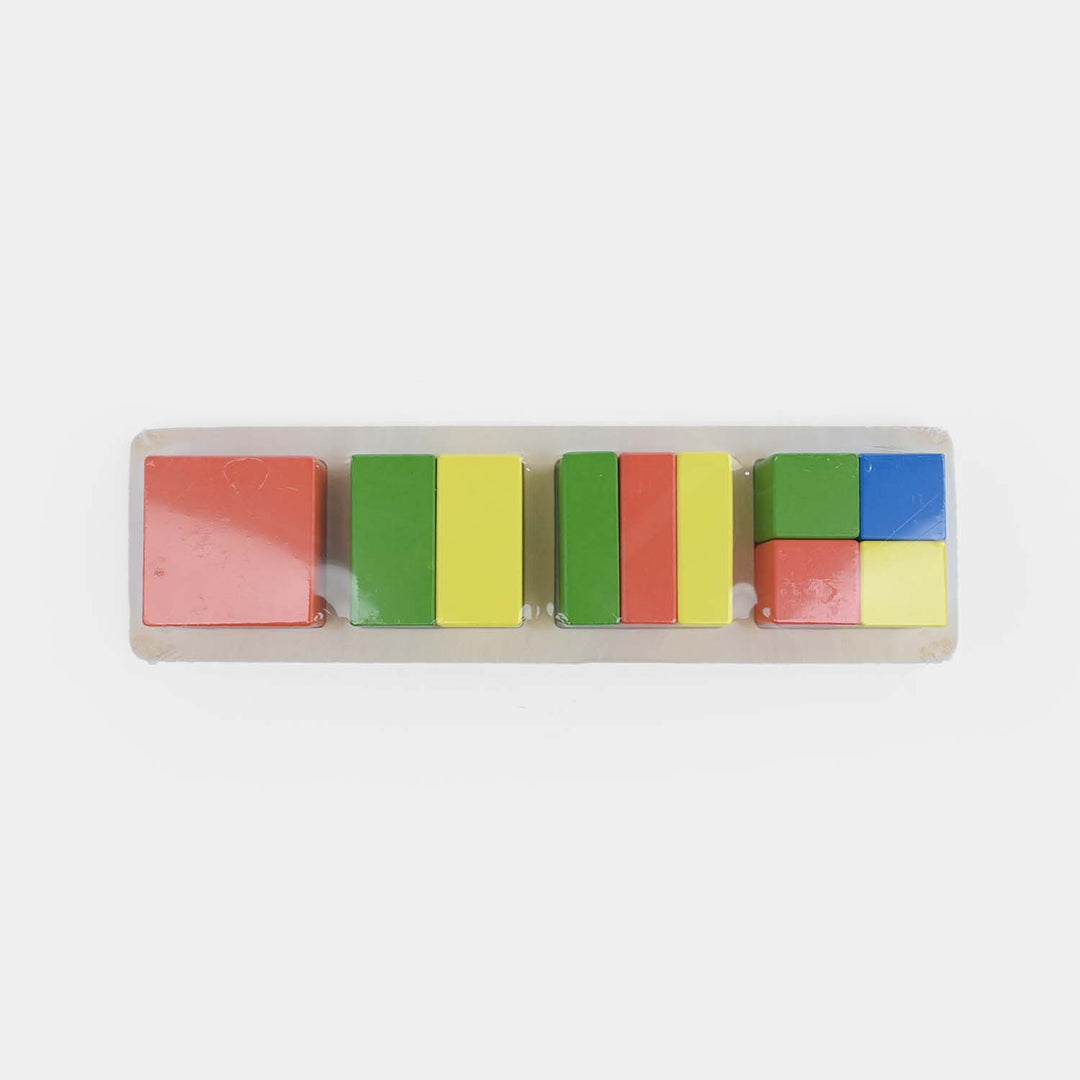 Wooden Fractional Square Sorting & Stacking Puzzle