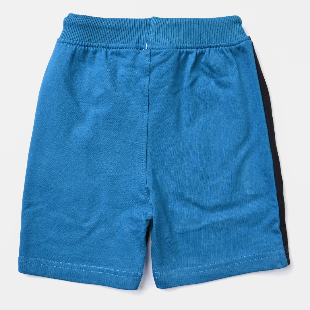 Boys Cotton Terry Jersey Short Whatever Anything-Fjord Blue