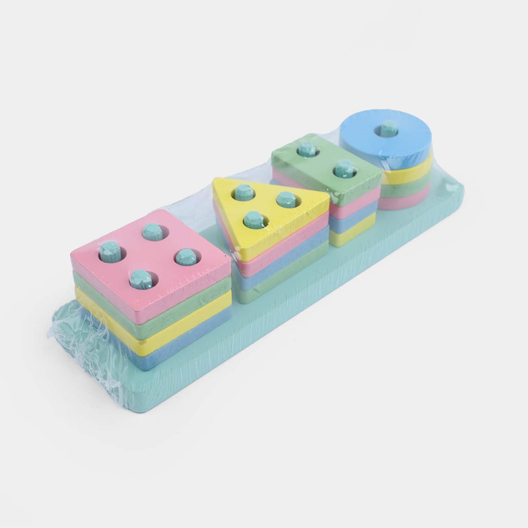 4-Column Wooden Geometric Shape Sorting & Stacking Board