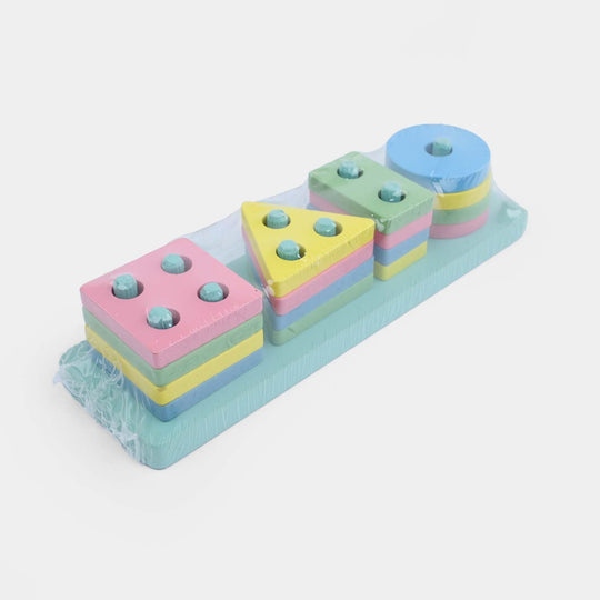4-Column Wooden Geometric Shape Sorting & Stacking Board