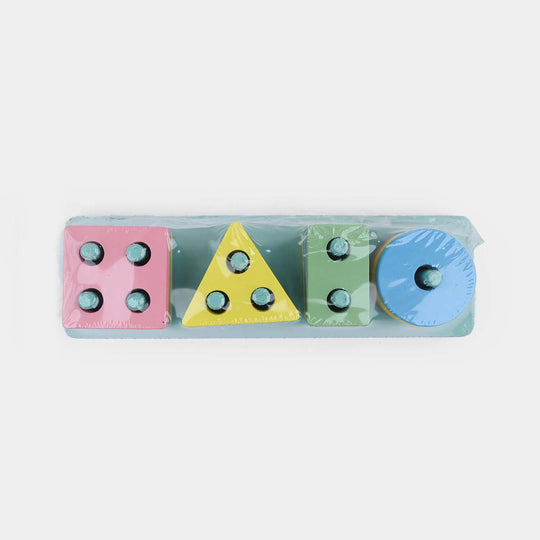 4-Column Wooden Geometric Shape Sorting & Stacking Board