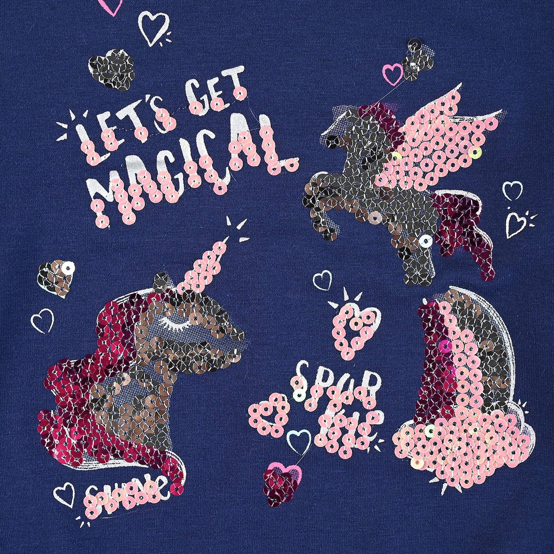 Girls Cotton Terry Sweatshirt Magical-NAVY