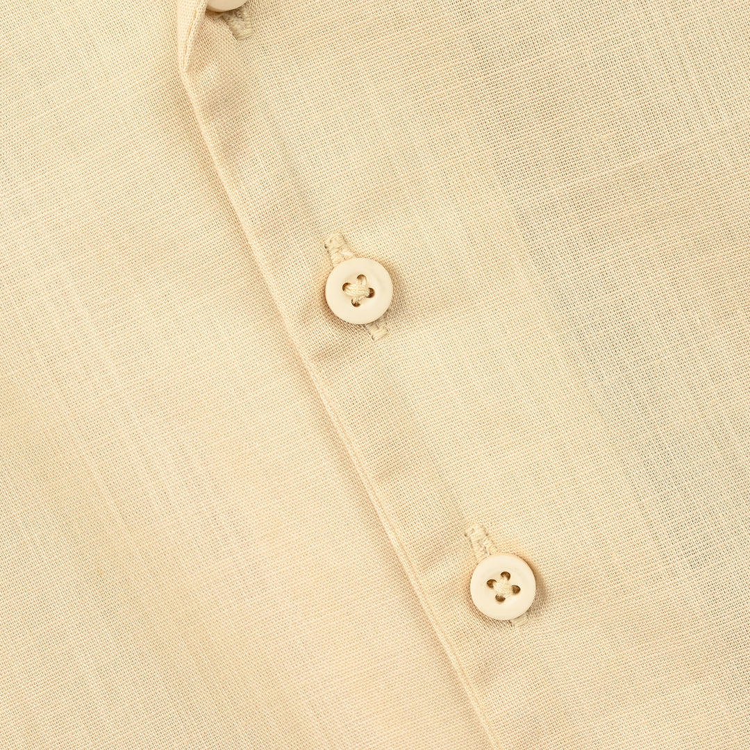 Infant Boys Cotton Slub Casual Shirt EMB Collar-Sand