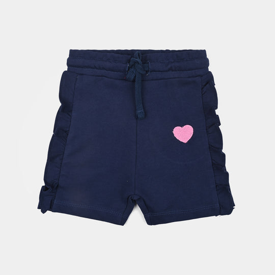 Infant Girls Jersey/Terry Short Heart-Navy Blue