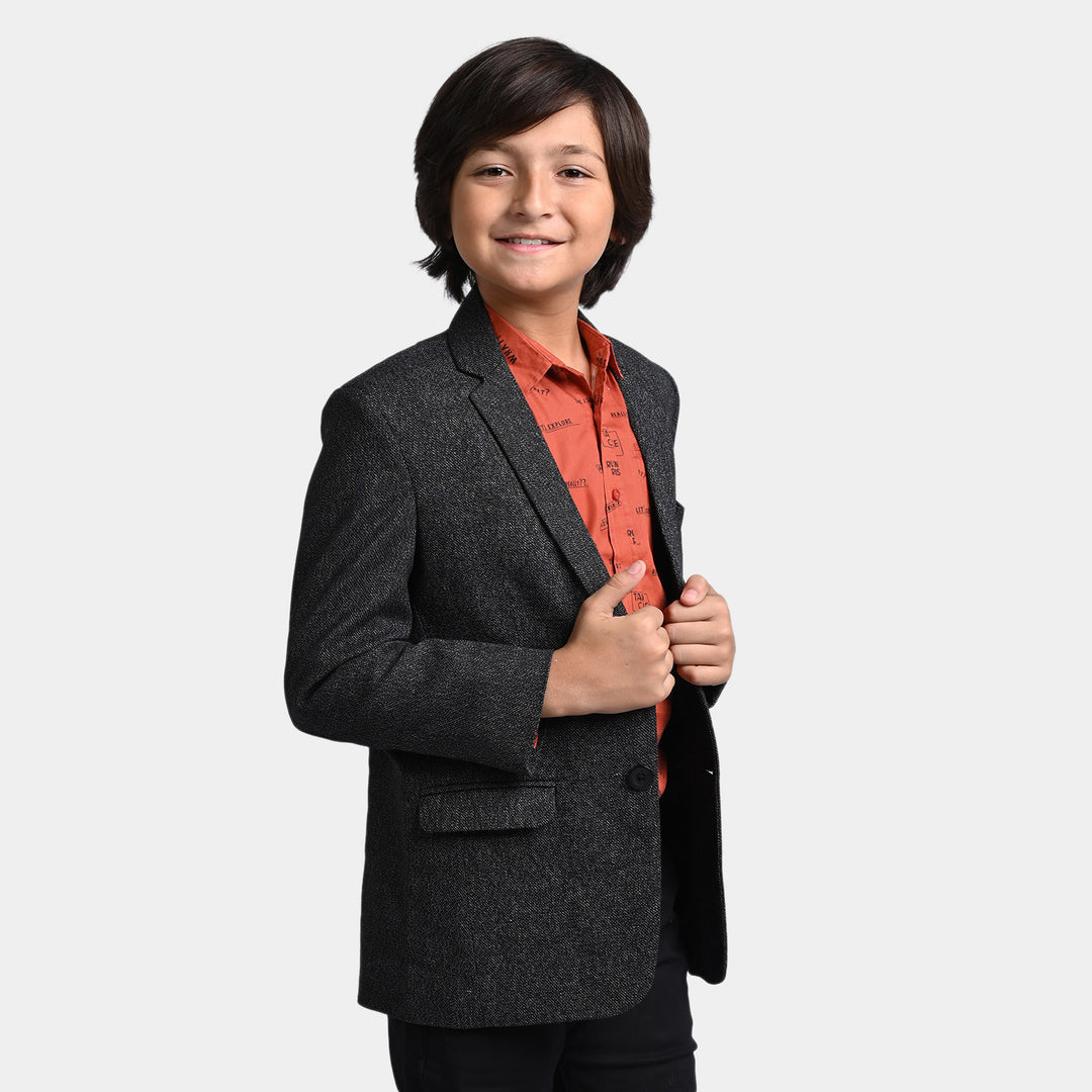 Boys Wool Blazer - BLACK