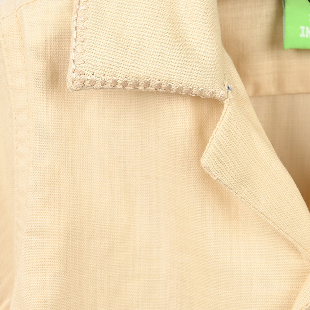 Infant Boys Cotton Slub Casual Shirt EMB Collar-Sand
