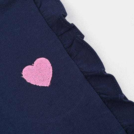 Infant Girls Jersey/Terry Short Heart-Navy Blue