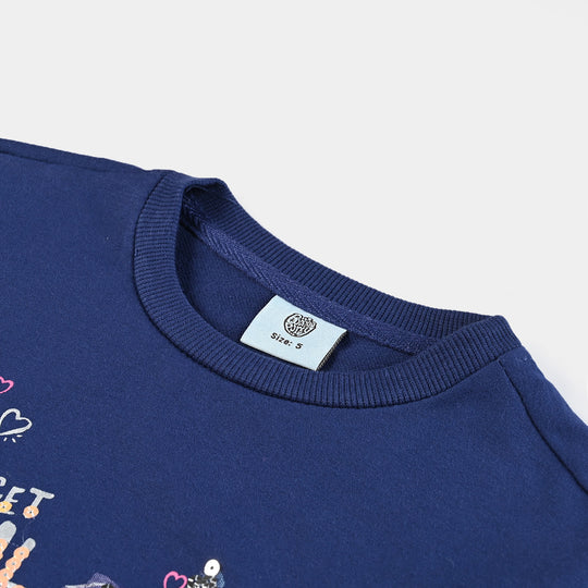 Girls Cotton Terry Sweatshirt Magical-NAVY