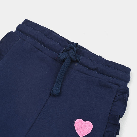 Infant Girls Jersey/Terry Short Heart-Navy Blue