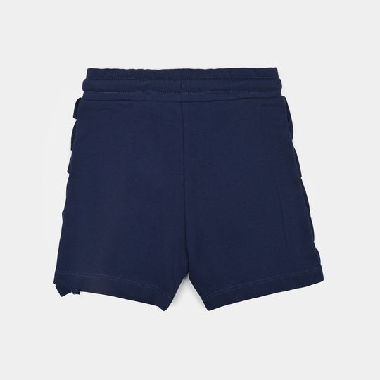 Infant Girls Jersey/Terry Short Heart-Navy Blue