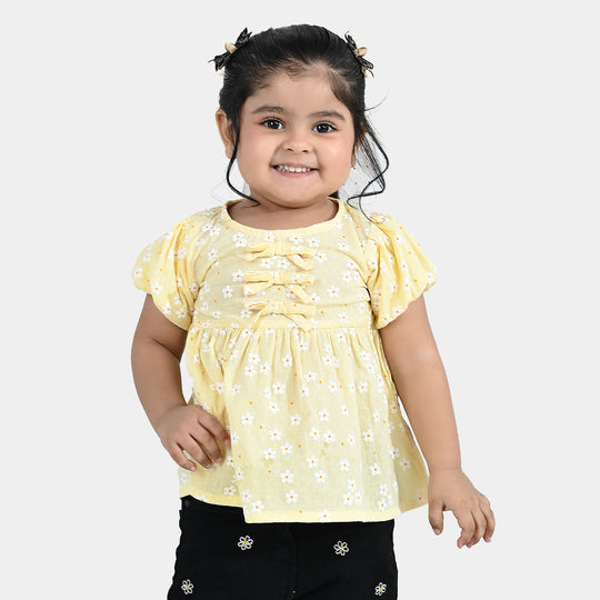 Infant Girls Jacquard Casual Top (Blossom) - Yellow
