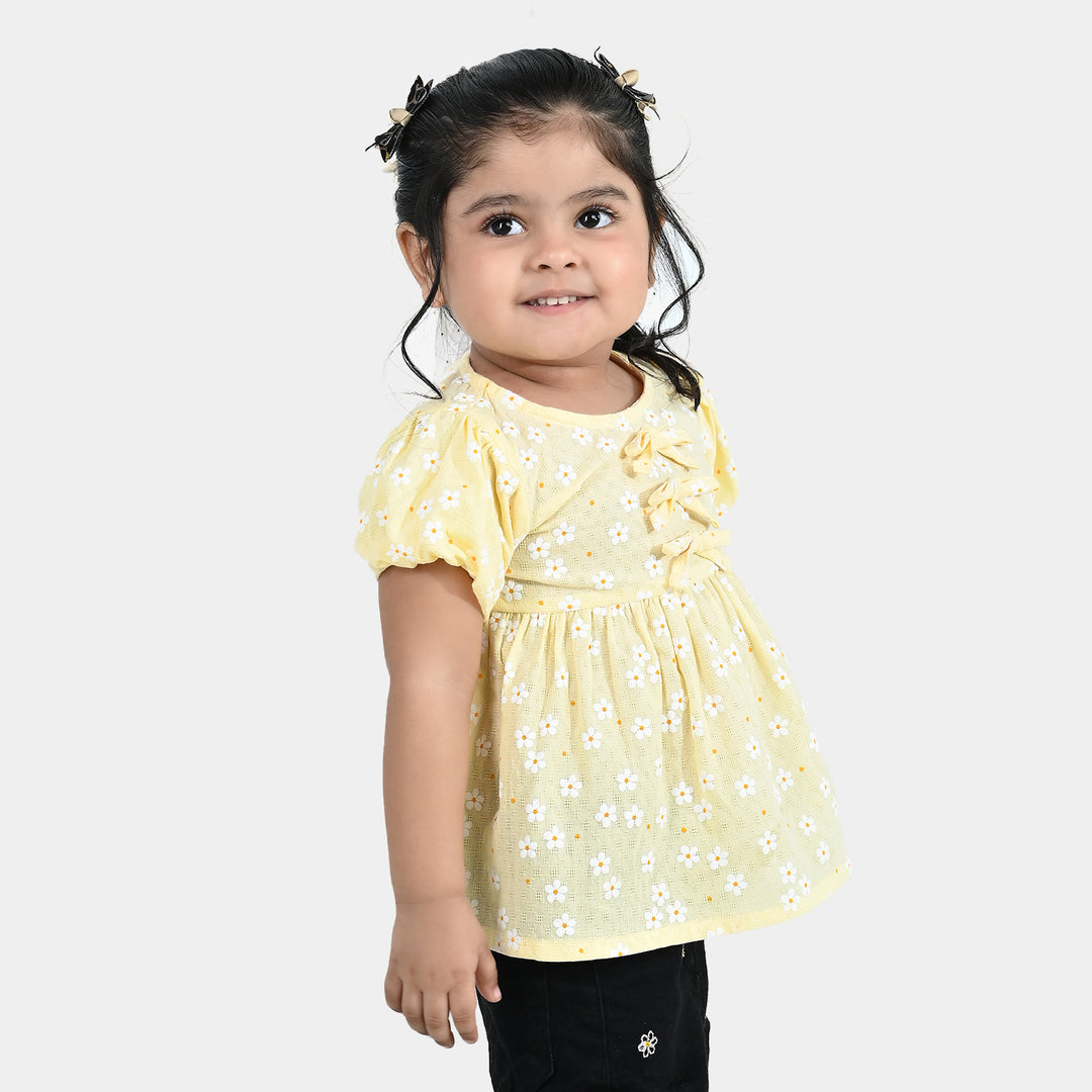 Infant Girls Jacquard Casual Top (Blossom) - Yellow