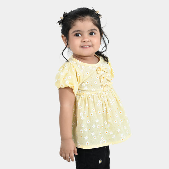 Infant Girls Jacquard Casual Top (Blossom) - Yellow