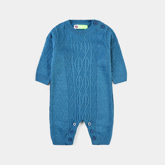 Infant Boys Sweater knit Romper Clover-Teal