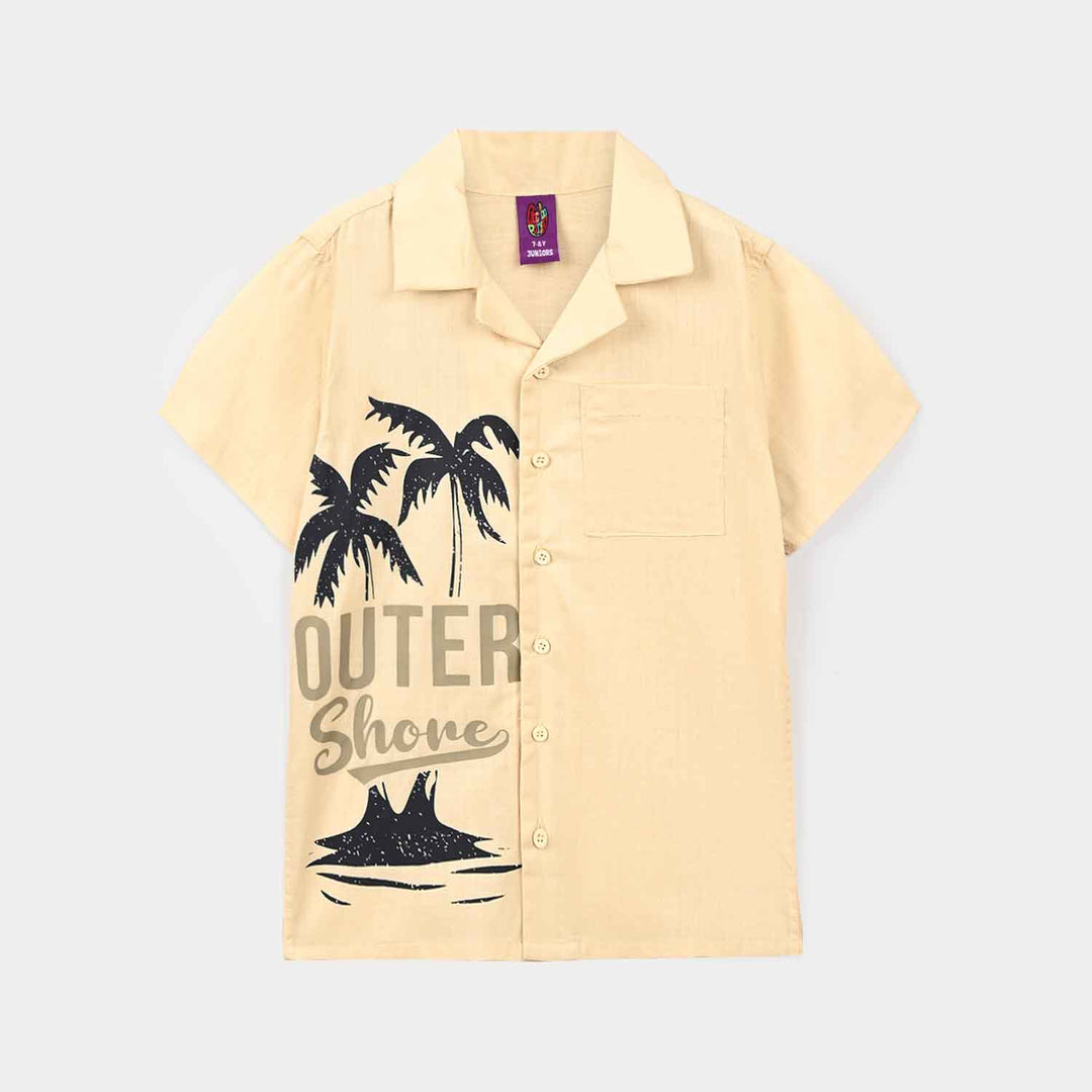 Boys Cotton Slub Casual Shirt H/S West Coast-Sand