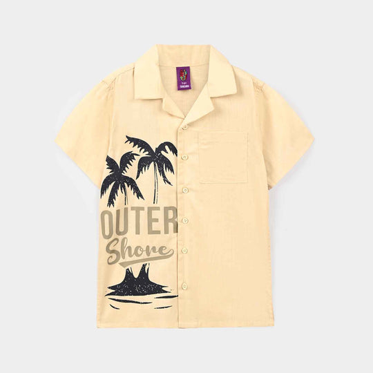 Boys Cotton Slub Casual Shirt H/S West Coast-Sand