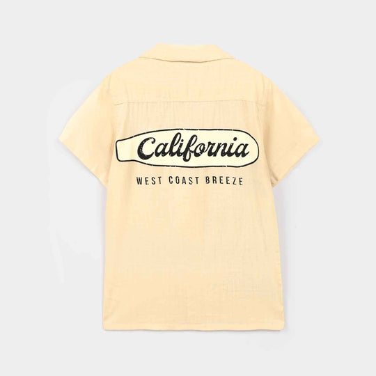 Boys Cotton Slub Casual Shirt H/S West Coast-Sand