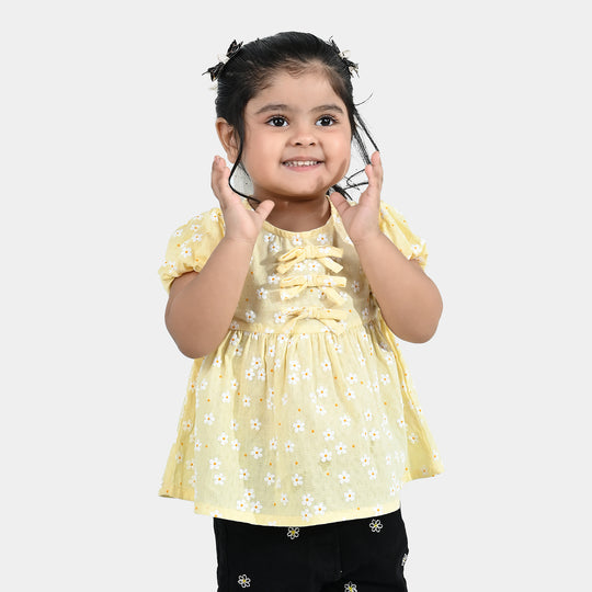 Infant Girls Jacquard Casual Top (Blossom) - Yellow