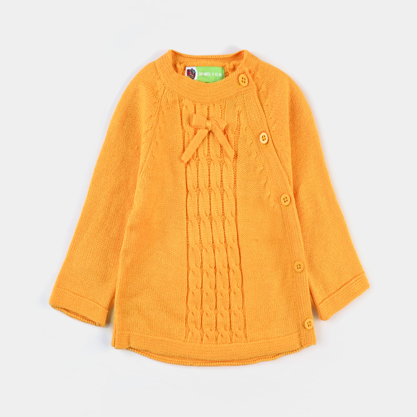 Infant Girls Acrylic Sweater Celtic Cable-Citrus