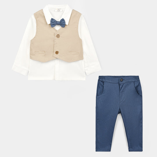 Infant Boys Cotton Interlock 3 - PC 320 - 026- White.Navy
