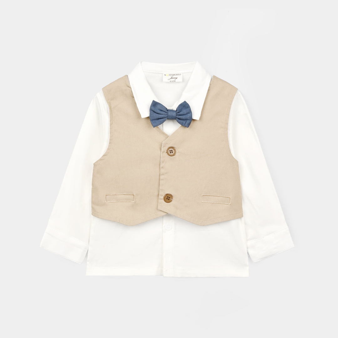 Infant Boys Cotton Interlock 3 - PC 320 - 026- White.Navy