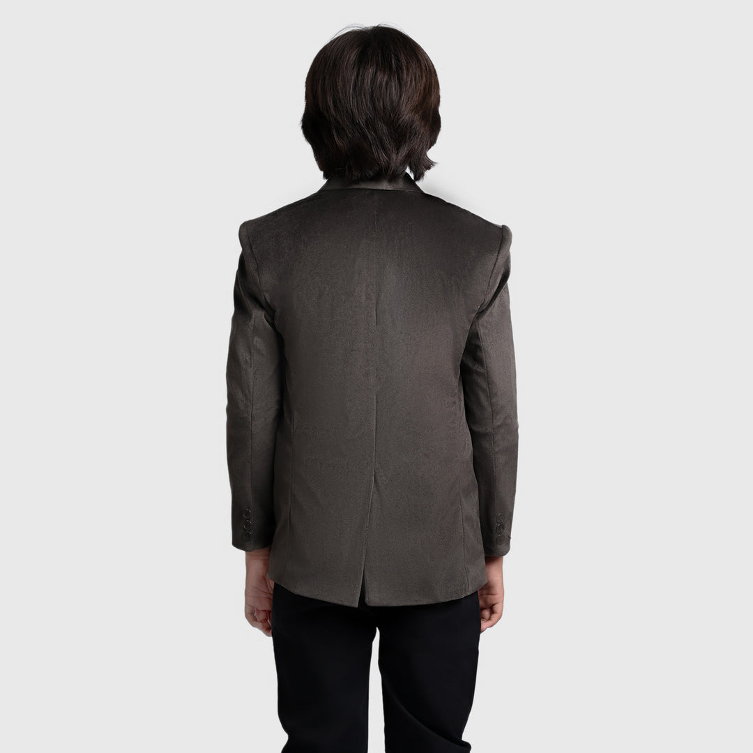 Boys Suede Blazer - Dark Grey