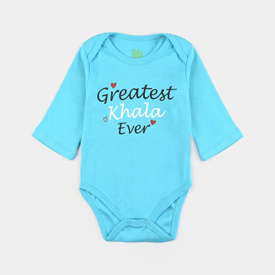 Infant Unisex Cotton Interlock Basic Romper Greatest Khala Ever-Blue