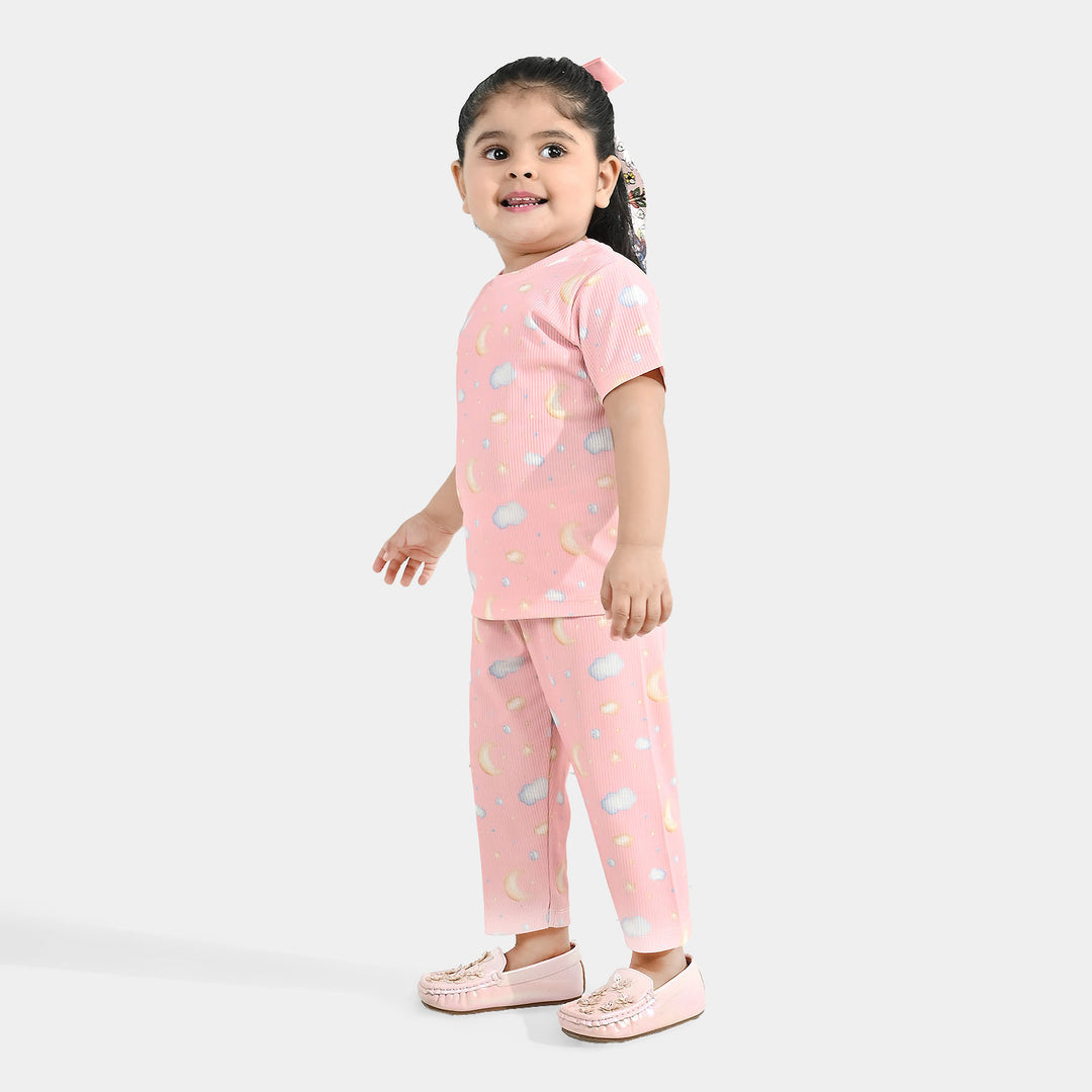 Infant Girls Jersey/Terry Printed Night Suit - Pink