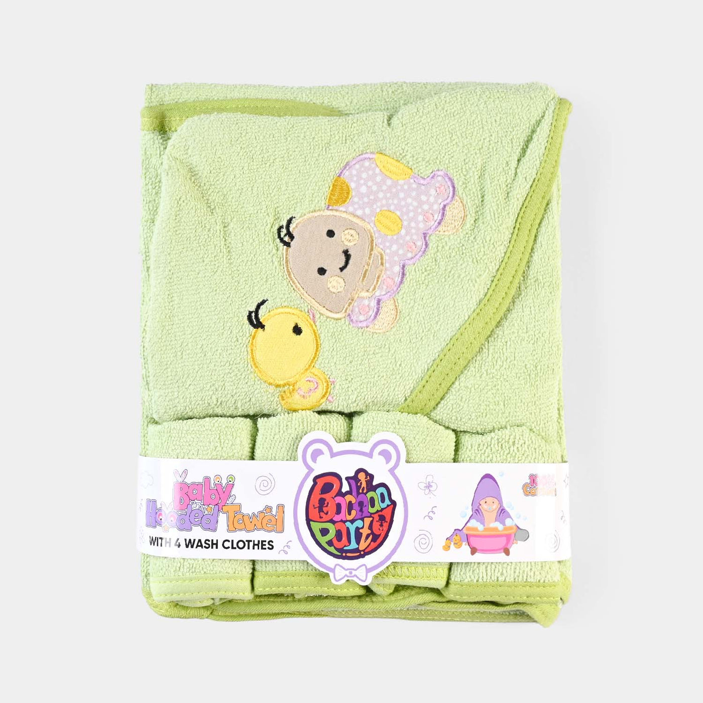 Baby Hooded Bath Towel + 4 PCs Face Towel