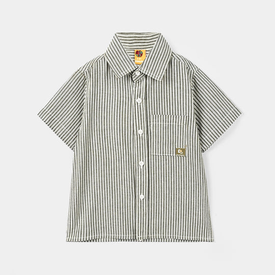 Boys Cotton Casual Shirt H/S Piece By Piece-Green