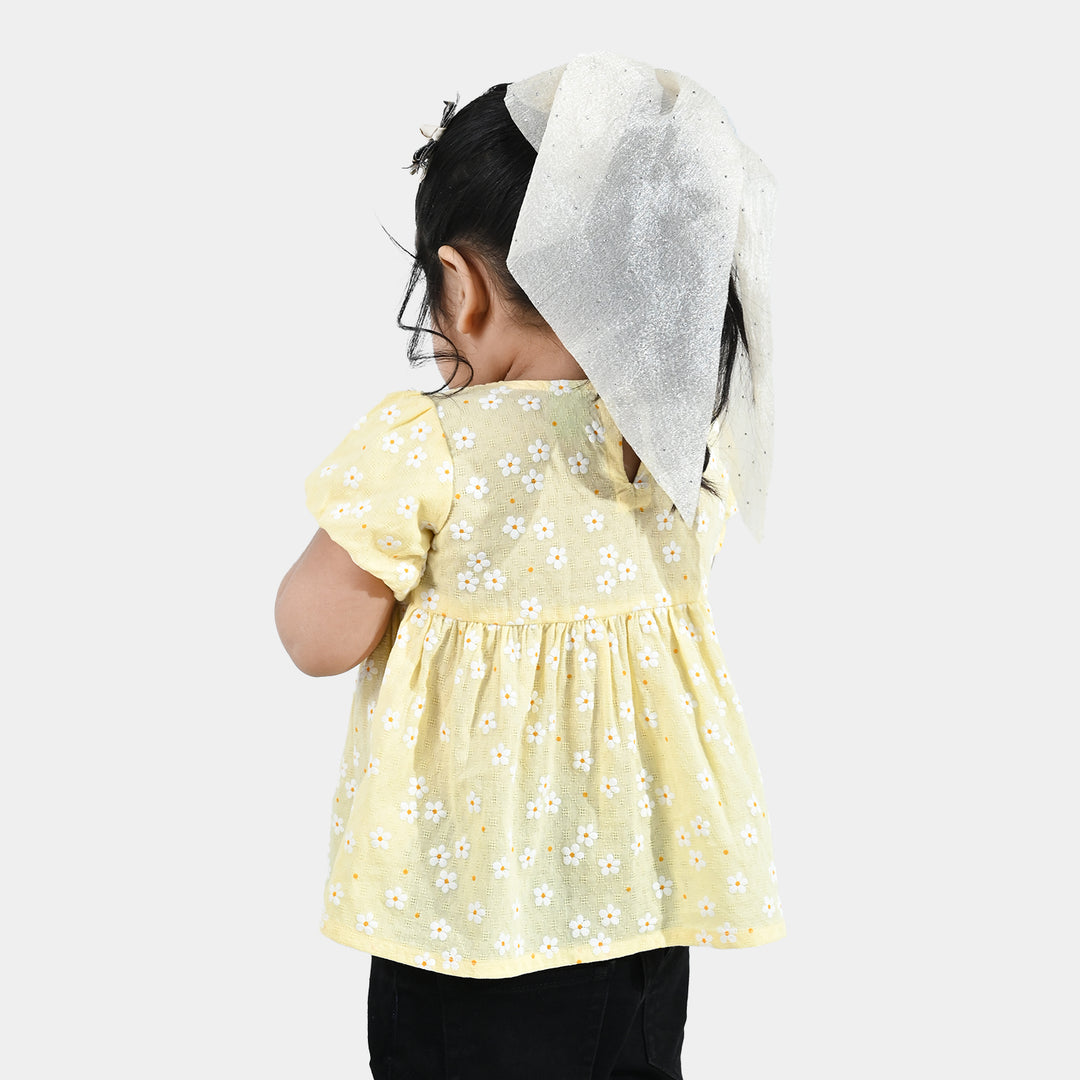 Infant Girls Jacquard Casual Top (Blossom) - Yellow