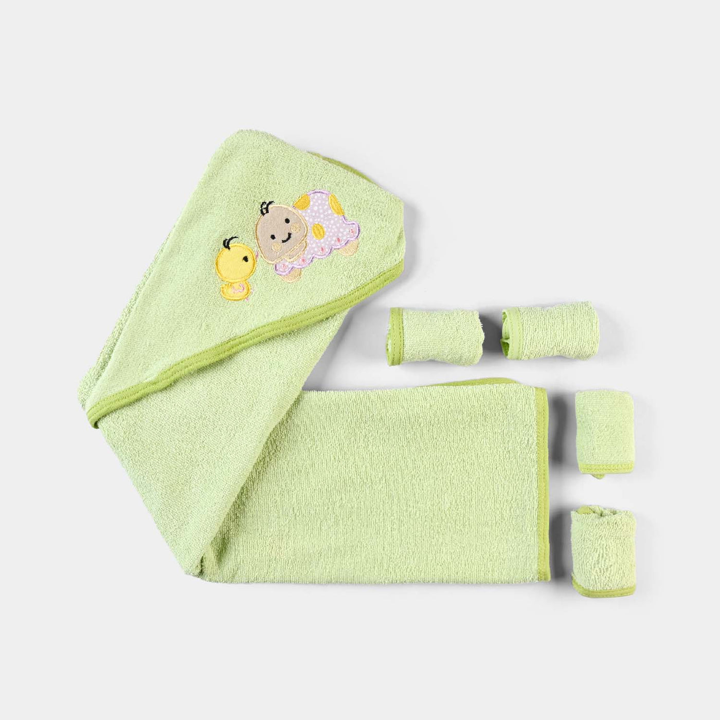 Baby Hooded Bath Towel + 4 PCs Face Towel