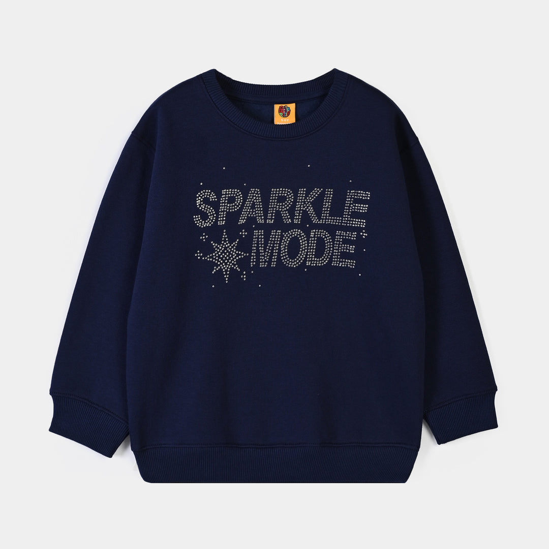 Girls Fleece Sweatshirt Sparkle Mode-NAVY