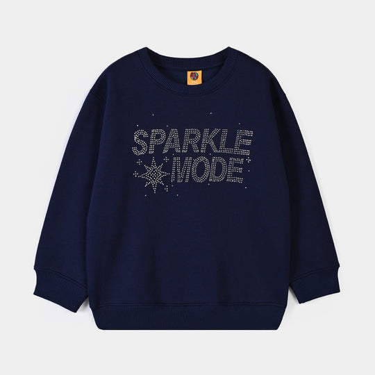 Girls Fleece Sweatshirt Sparkle Mode-NAVY
