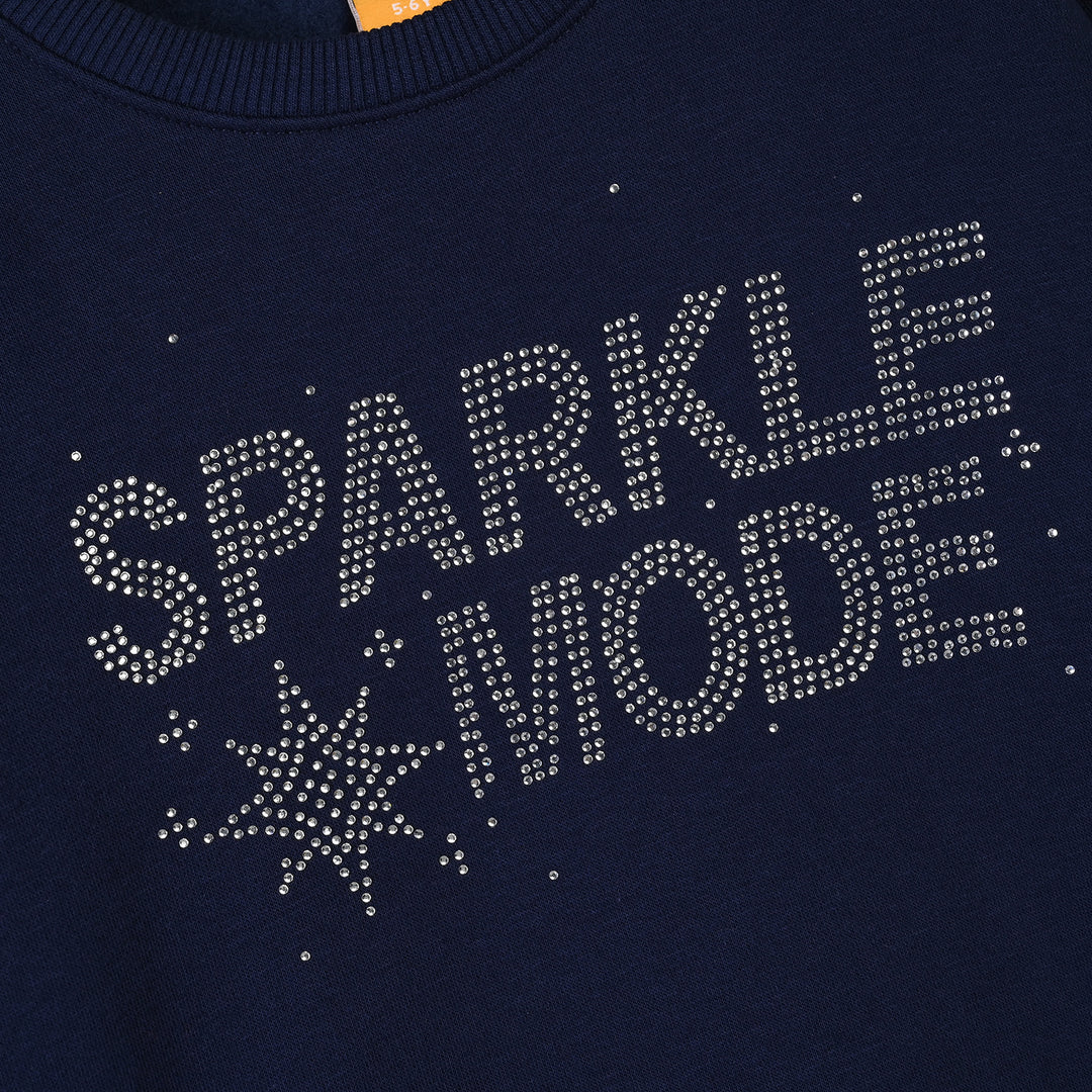 Girls Fleece Sweatshirt Sparkle Mode-NAVY