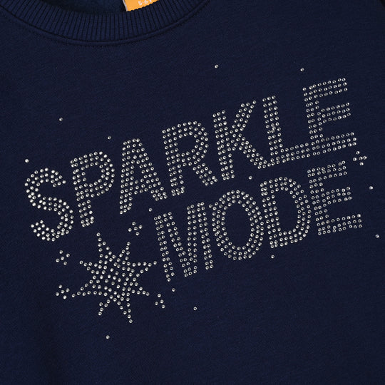 Girls Fleece Sweatshirt Sparkle Mode-NAVY