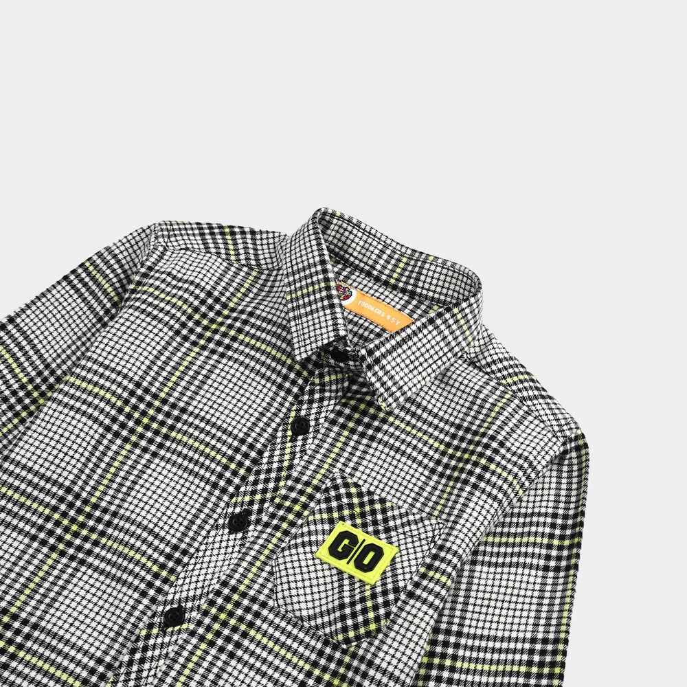 Boys Flannel Shirt F/S (Go Black)-Check