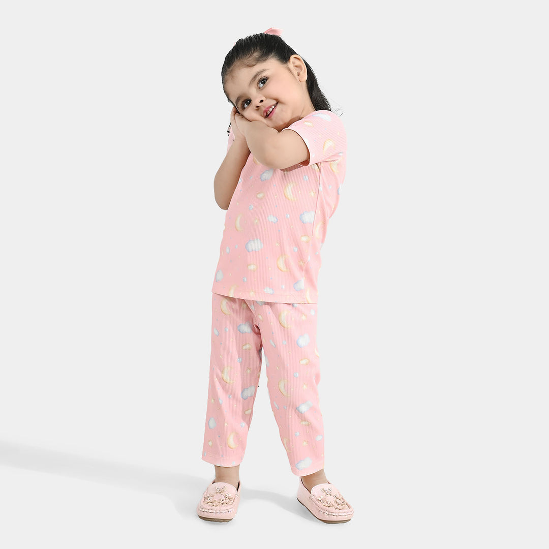 Infant Girls Jersey/Terry Printed Night Suit - Pink
